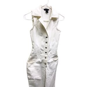 Vtg Y2K Moda International Off White Denim Jumpsuit Size 0
